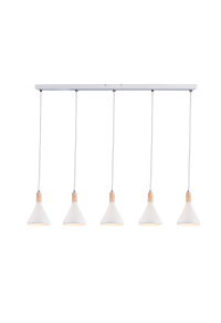 NETTO PENDANT LUMINAIRE 5ΧΕ14 METALLIC WHITE+ WOOD 12Χ95ΧΗ120CM FJORD