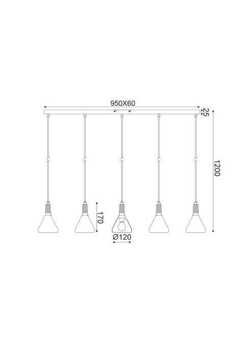 NETTO PENDANT LUMINAIRE 5ΧΕ14 METALLIC WHITE+ WOOD 12Χ95ΧΗ120CM FJORD