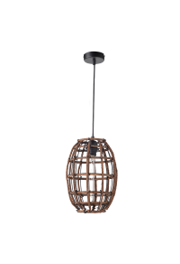 NETTO PENDANT LUMINAIRE 1ΧΕ27 WOOD & BLACK METAL Φ23ΧΗ120CM ZULU