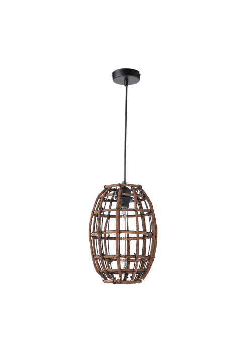 NETTO PENDANT LUMINAIRE 1ΧΕ27 WOOD & BLACK METAL Φ23ΧΗ120CM ZULU