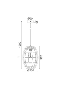 NETTO PENDANT LUMINAIRE 1ΧΕ27 WOOD & BLACK METAL Φ23ΧΗ120CM ZULU