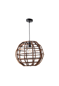 ^ PHASING OUT PENDANT LUMINAIRE 1ΧΕ27 WOOD & BLACK METAL Φ38ΧΗ120CM ZULU