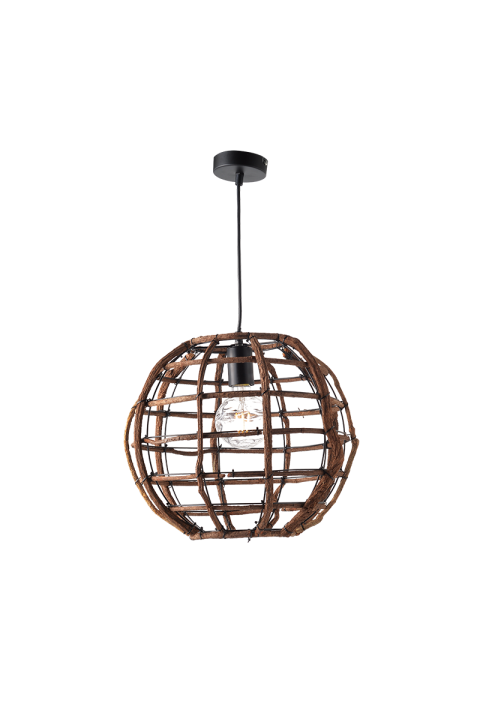^ PHASING OUT PENDANT LUMINAIRE 1ΧΕ27 WOOD & BLACK METAL Φ38ΧΗ120CM ZULU