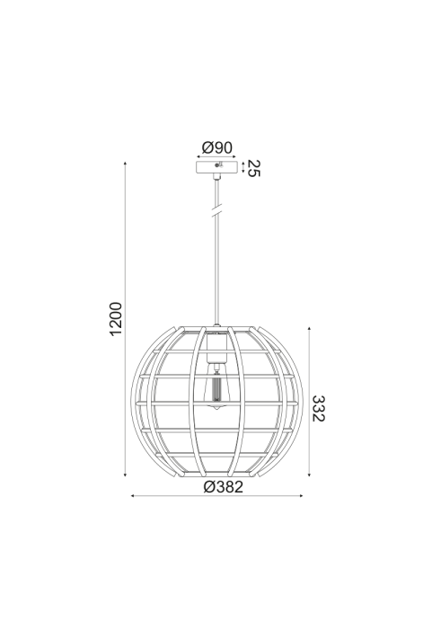 ^ PHASING OUT PENDANT LUMINAIRE 1ΧΕ27 WOOD & BLACK METAL Φ38ΧΗ120CM ZULU