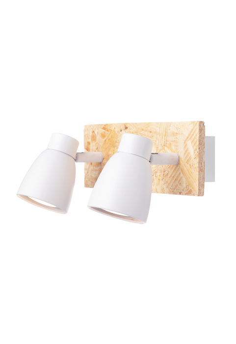 NETTO WALL MOUNTED LUMINAIRE 2ΧGU10 METALLIC WHITE+WOOD 12,4X24X8,7CM MIYAGI