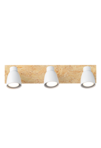 ^ PHASING OUT WALL MOUNTED LUMINAIRE 3ΧGU10 METALLIC WHITE+WOOD 12,4X42X8,7CM MIYAGI