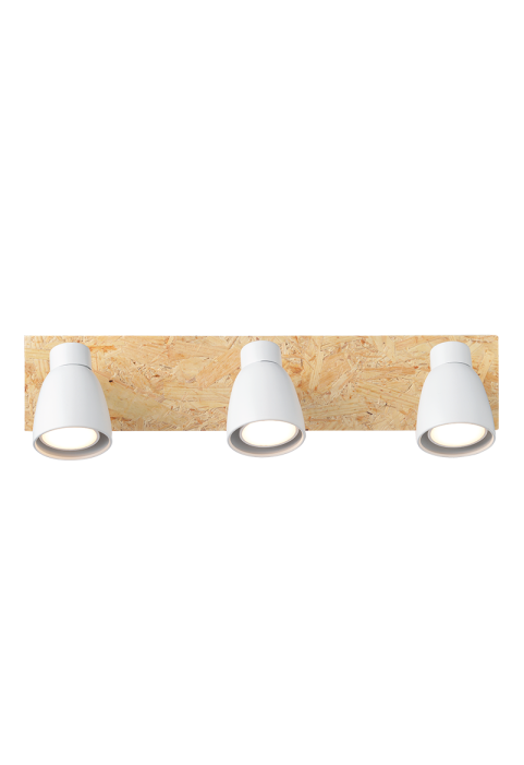 ^ PHASING OUT WALL MOUNTED LUMINAIRE 3ΧGU10 METALLIC WHITE+WOOD 12,4X42X8,7CM MIYAGI