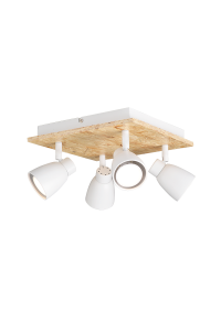 ^ PHASING OUT CEIL LUMINAIRE 4ΧGU10 METALLIC WHITE+WOOD 12,4X25Χ25CM MIYAGI