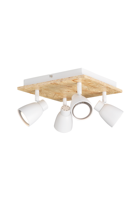 ^ PHASING OUT CEIL LUMINAIRE 4ΧGU10 METALLIC WHITE+WOOD 12,4X25Χ25CM MIYAGI