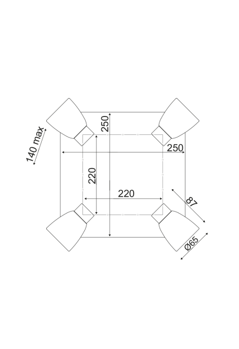 ^ PHASING OUT CEIL LUMINAIRE 4ΧGU10 METALLIC WHITE+WOOD 12,4X25Χ25CM MIYAGI