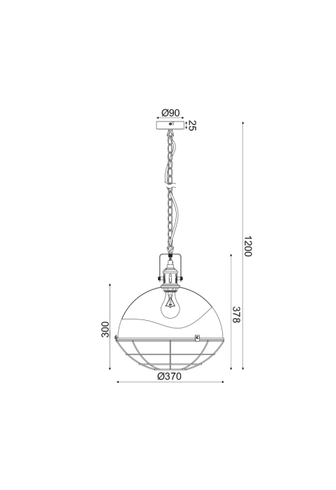 NETTO PENDANT LUMINAIRE 1ΧΕ27 METALLIC GREY Φ35ΧΗ120CM HAMMER