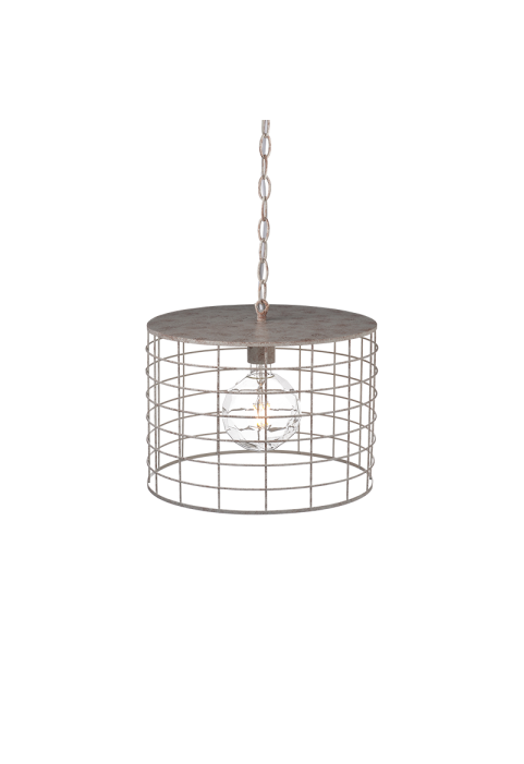 NETTO PENDANT LUMINAIRE 1ΧΕ27 METALLIC WHITE RUST Φ35,2ΧΗ120CM DUBLIN
