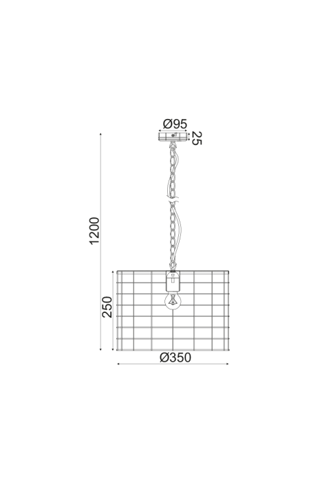 NETTO PENDANT LUMINAIRE 1ΧΕ27 METALLIC CEMENT SHADE Φ23,2ΧΗ120CM DUBLIN