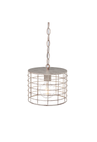 NETTO PENDANT LUMINAIRE 1ΧΕ27 METALLIC WHITE RUST Φ23,2ΧΗ120CM DUBLIN
