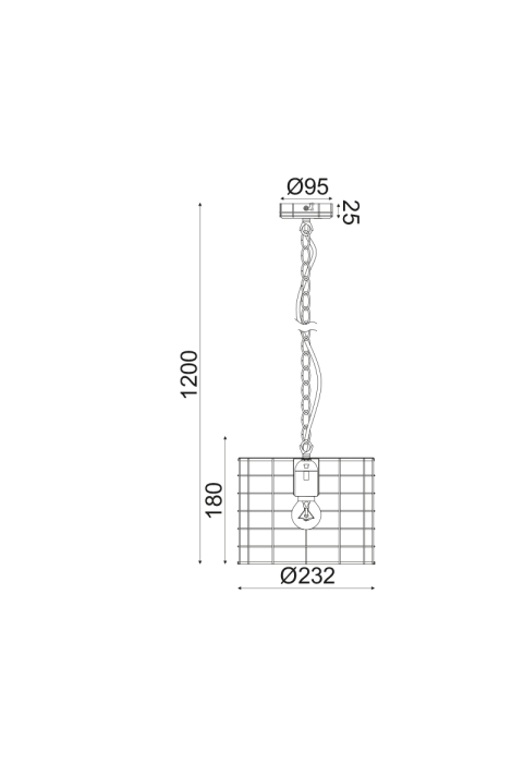 NETTO PENDANT LUMINAIRE 1ΧΕ27 METALLIC WHITE RUST Φ23,2ΧΗ120CM DUBLIN