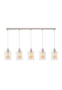 NETTO PENDANT LUMINAIRE 5ΧΕ27 METALLIC WHITE RUST 100Χ12,2ΧΗ120CM DUBLIN