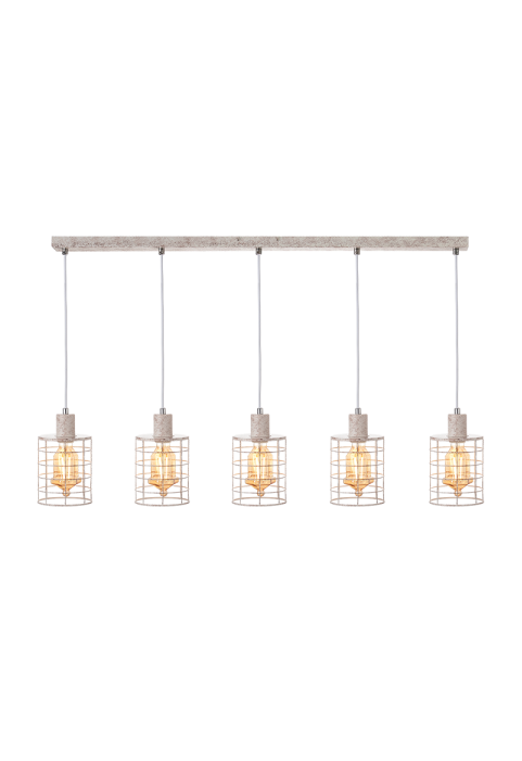 NETTO PENDANT LUMINAIRE 5ΧΕ27 METALLIC WHITE RUST 100Χ12,2ΧΗ120CM DUBLIN