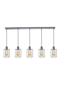 NETTO PENDANT LUMINAIRE 5ΧΕ27 METALLIC CEMENT SHADE 100Χ12,2ΧΗ120CM DUBLIN
