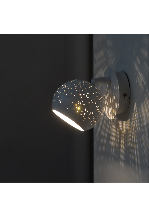 ^ PHASING OUT WALL MOUNTED LUMINAIRE 1ΧG9 METALLIC WHITE+ BRASS Φ10ΧΗ13,6CM PLANETARIO