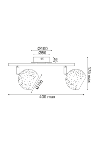 NETTO WALL MOUNTED LUMINAIRE 2ΧG9 METALLIC WHITE+ BRASS 32Χ10Χ15,8CM PLANETARIO