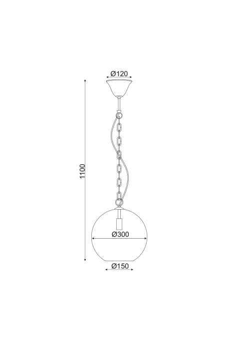 ПЕНДЕЛ 1ΧΕ14 СТЪКЛО+ МЕТАЛ ЧЕРНО  Φ30ΧΗ110CM NESTOR