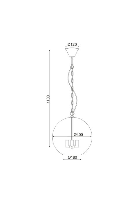ПЕНДЕЛ 3ΧΕ14 СТЪКЛО+ МЕТАЛ ЧЕРНО Φ40ΧΗ110CM NESTOR