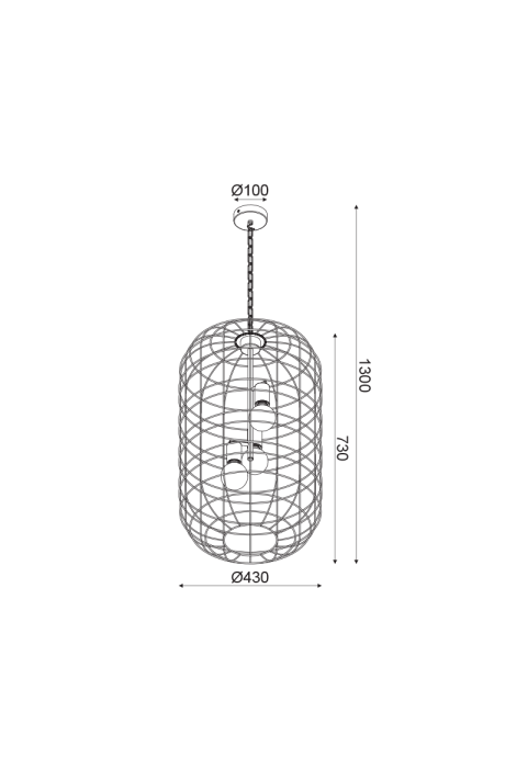 NETTO PENDANT L/F 3ΧΕ27 METAL BLACK Φ43ΧΗ120CM PROMETHEUS