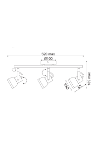 NETTO WALL MOUNTED LUMINAIRE 3×GU10 METALLIC RUST SHADE 45×10×19CM INKA