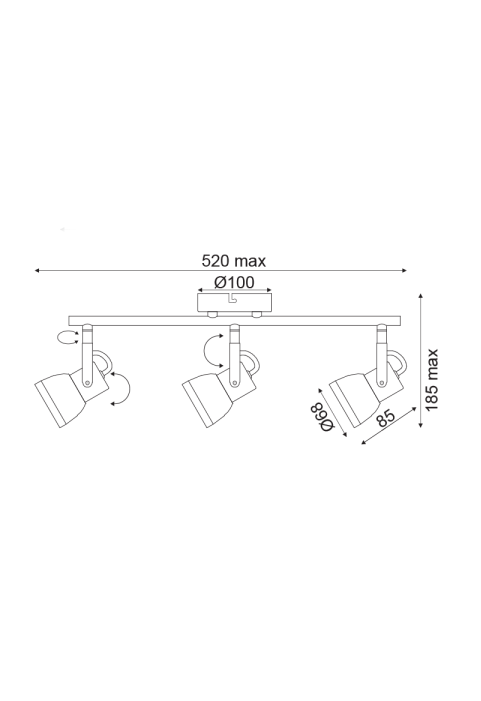 NETTO WALL MOUNTED LUMINAIRE 3×GU10 METALLIC RUST SHADE 45×10×19CM INKA