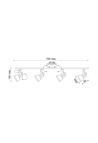 NETTO WALL MOUNTED LUMINAIRE 4×GU10 METALLIC CEMENT SHADE 68×10×19CM INKA