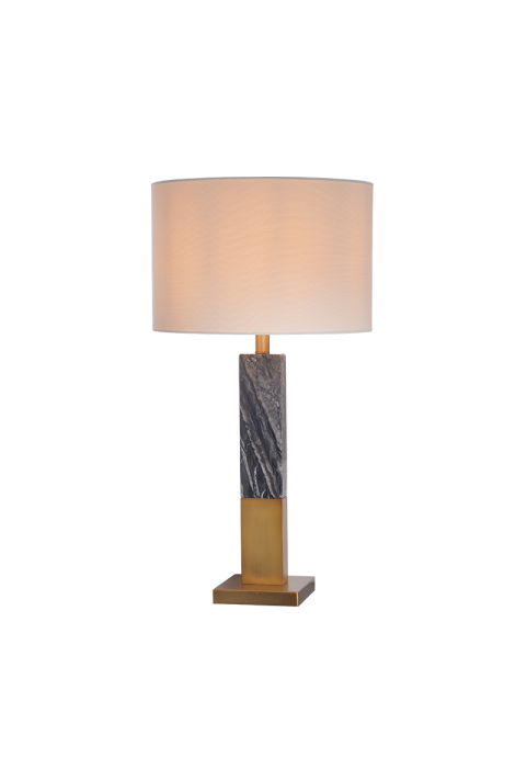НАСТОЛНА ЛАМПА 1ΧΕ27  МЕСИНГ  МЕТАЛ+БЯЛ АМПАЗУР Φ38ΧΗ72CM LUXOR