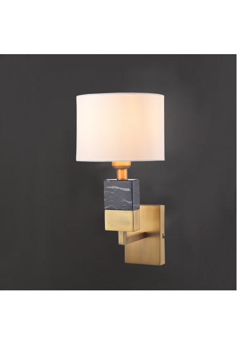 АПЛИК 1ΧΕ27 МЕСИНГ  МЕТАЛ+БЯЛ АМПАЗУР 20Χ25ΧΗ30CM LUXOR