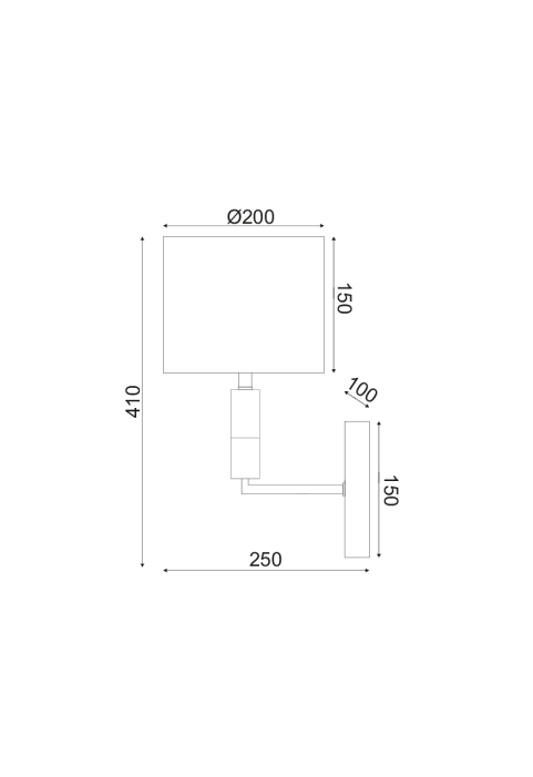 АПЛИК 1ΧΕ27 МЕСИНГ  МЕТАЛ+БЯЛ АМПАЗУР 20Χ25ΧΗ30CM LUXOR