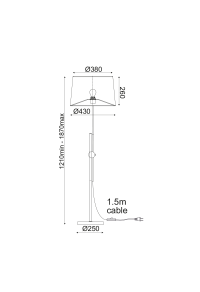 ЛАМПИОН 1ΧΕ27 МЕСИНГ  МЕТАЛ+БЯЛ АМПАЗУР  Φ43ΧΗ152CM MALLORCA
