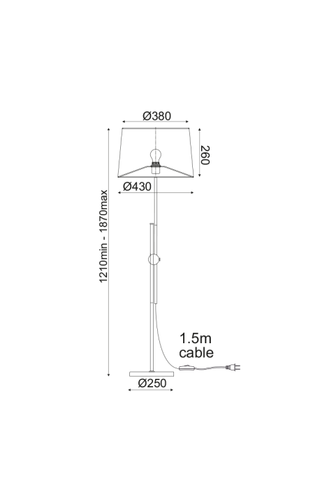 ЛАМПИОН 1ΧΕ27 МЕСИНГ  МЕТАЛ+БЯЛ АМПАЗУР  Φ43ΧΗ152CM MALLORCA
