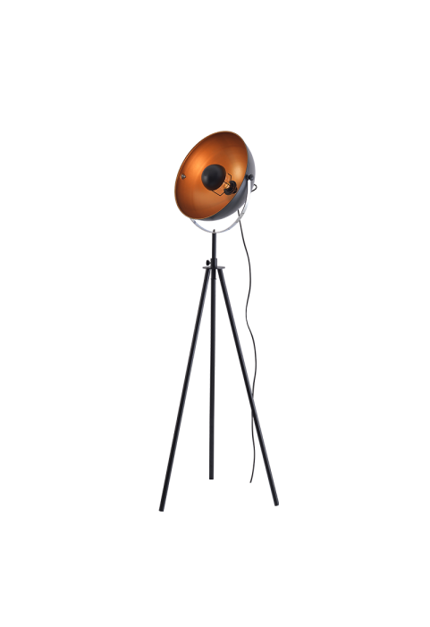 ЛАМПИОН 1ΧΕ27 МЕТАЛНО ЧЕРНО/ЗЛАТНО  Φ48ΧΗ150CM CAMARA