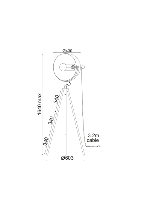 ЛАМПИОН 1ΧΕ27 МЕТАЛНО ЧЕРНО/ЗЛАТНО  Φ48ΧΗ150CM CAMARA
