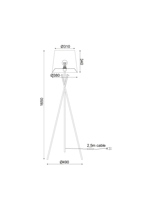 ЛАМПИОН 1ΧΕ27 МЕТАЛНО КАФЯВ/ТРЪСТИКА Φ38ΧΗ152CM AGATHA