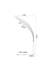 ЛАМПИОН 5ΧΕ27 МЕТАЛНО МЕСИНГ+МРАМОР 153Χ115ΧΗ198CM MARKELLA