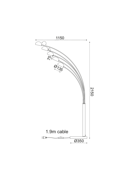 ЛАМПИОН 5ΧΕ27 ЦВЯТ МЕТАЛ +МРАМОР 153Χ115ΧΗ198CM MARKELLA