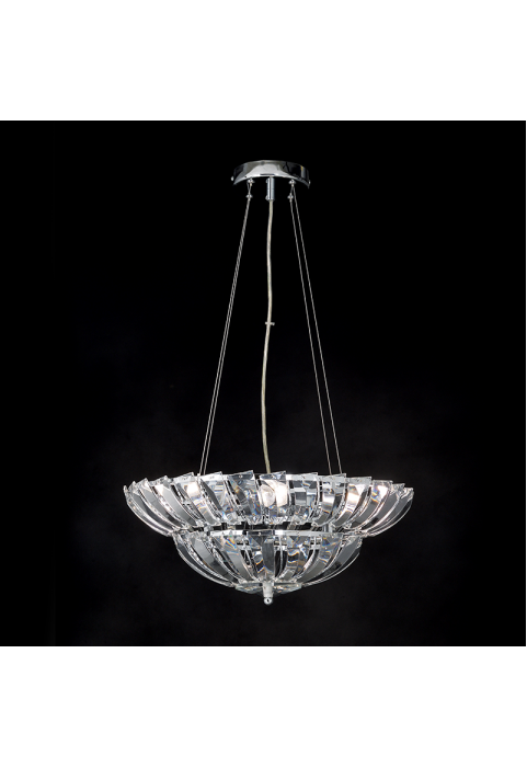 ПЕНДЕЛ L/F 4ΧΕ14 CRYSTAL+CHROME METAL Φ45ΧΗ100CM LUCA