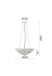 ПЕНДЕЛ L/F 4ΧΕ14 CRYSTAL+CHROME METAL Φ45ΧΗ100CM LUCA
