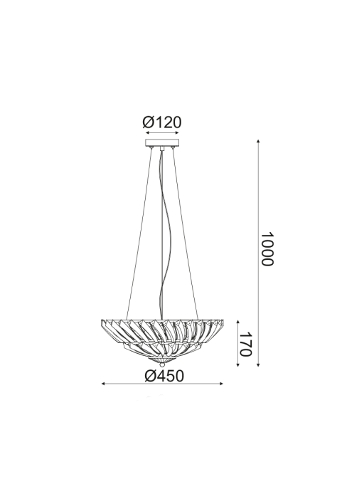 ПЕНДЕЛ L/F 4ΧΕ14 CRYSTAL+CHROME METAL Φ45ΧΗ100CM LUCA