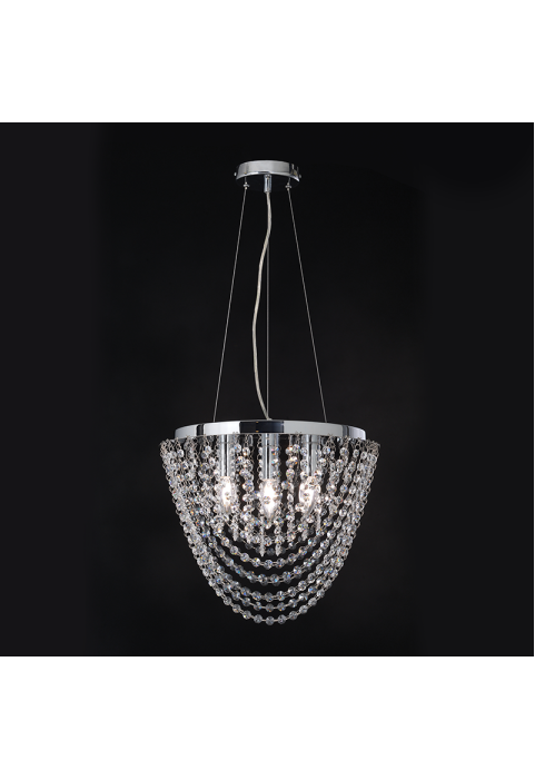 NETTO PENDANT L/F 4ΧΕ14 CRYSTAL + CHROME METAL Φ40ΧΗ100CM MISSY