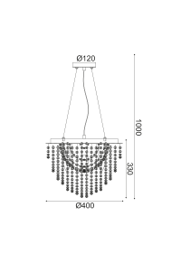 NETTO PENDANT L/F 4ΧΕ14 CRYSTAL + CHROME METAL Φ40ΧΗ100CM MISSY