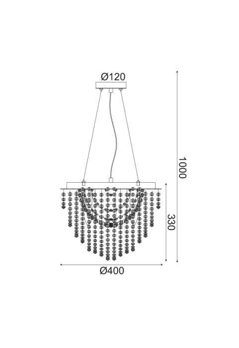 NETTO PENDANT L/F 4ΧΕ14 CRYSTAL + CHROME METAL Φ40ΧΗ100CM MISSY