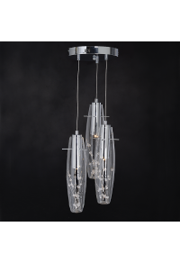 NETTO PENDANT LED 3X3W 3000K GLASS + COLOR METAL + CRYSTAL Φ30ΧΗ100CM VANI