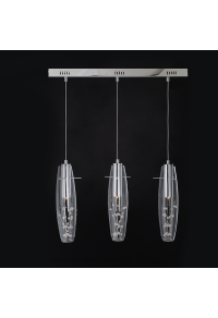 NETTO PENDANT LED 3X3W 3000K GLASS+CHROME METAL+CRYSTAL 65Χ7ΧΗ100CM VANI