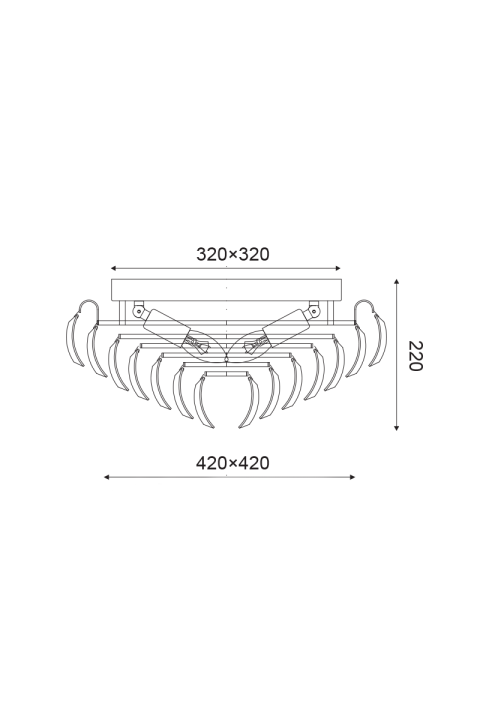 ПЛАФОН 4ΧΕ14 ЦВЯТ МЕТАЛ+КРИСТАЛ 40Χ40ΧΗ20CM VICA