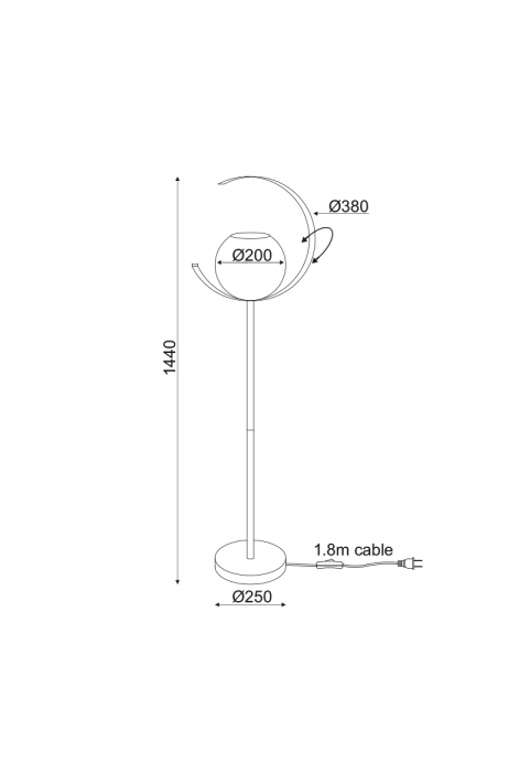 ЛАМПИОН  1ΧΕ27 МЕТАЛЕН ЗЛАТО + ПЕРЛЕ  СТЪКЛО Φ35ΧH150CM IPARELLE